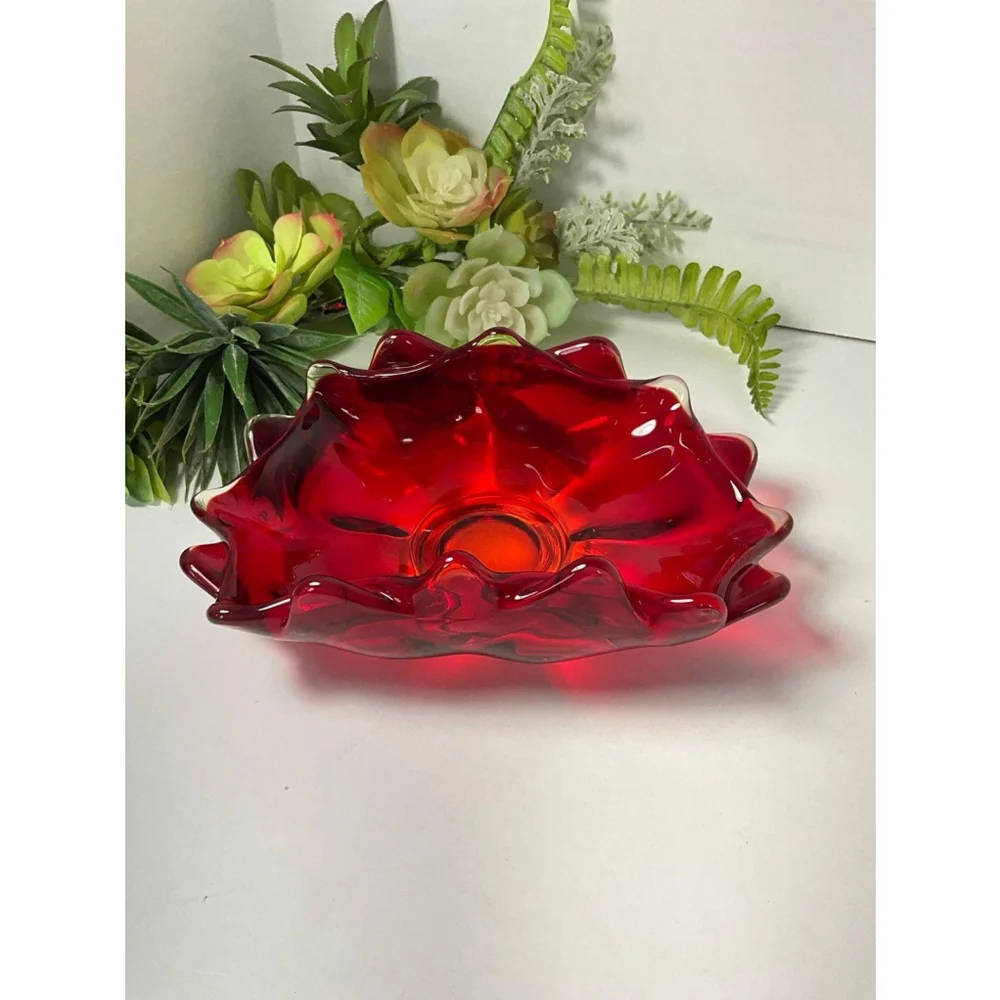 Viking Vintage Ruby Red Georgian Glass Dish